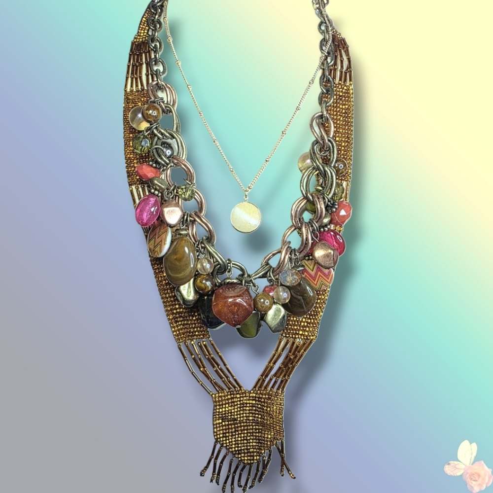 Ruby Rd Natural Stone Statement Necklace Set 3 Pc… - image 1